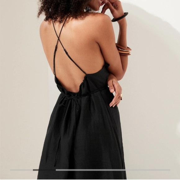 Gorgeous Ramie Halter & Backless Black Maxi Dress, Size: Large - XL (label is L) - Picture 2 of 9